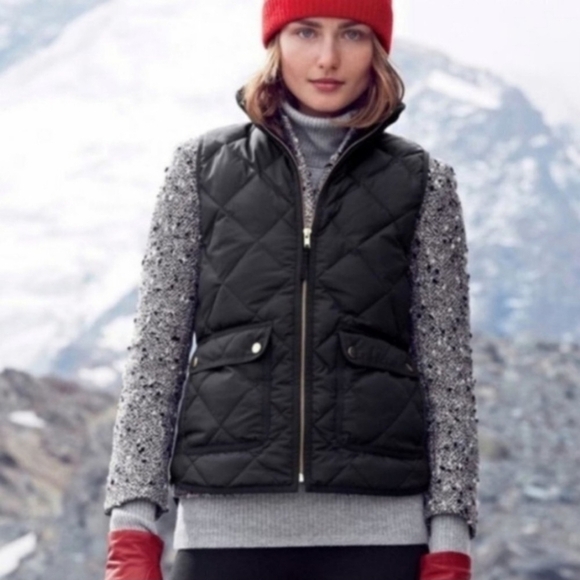J Crew Black Quilted Puffer Vest with Down and Feather Filling Size XXS - Picture 1 of 7